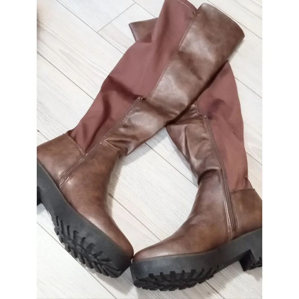 (R-4611) Dirty Laundry Womens Maybellene Chunky Heel Over the Knee Boots Sz 9.5